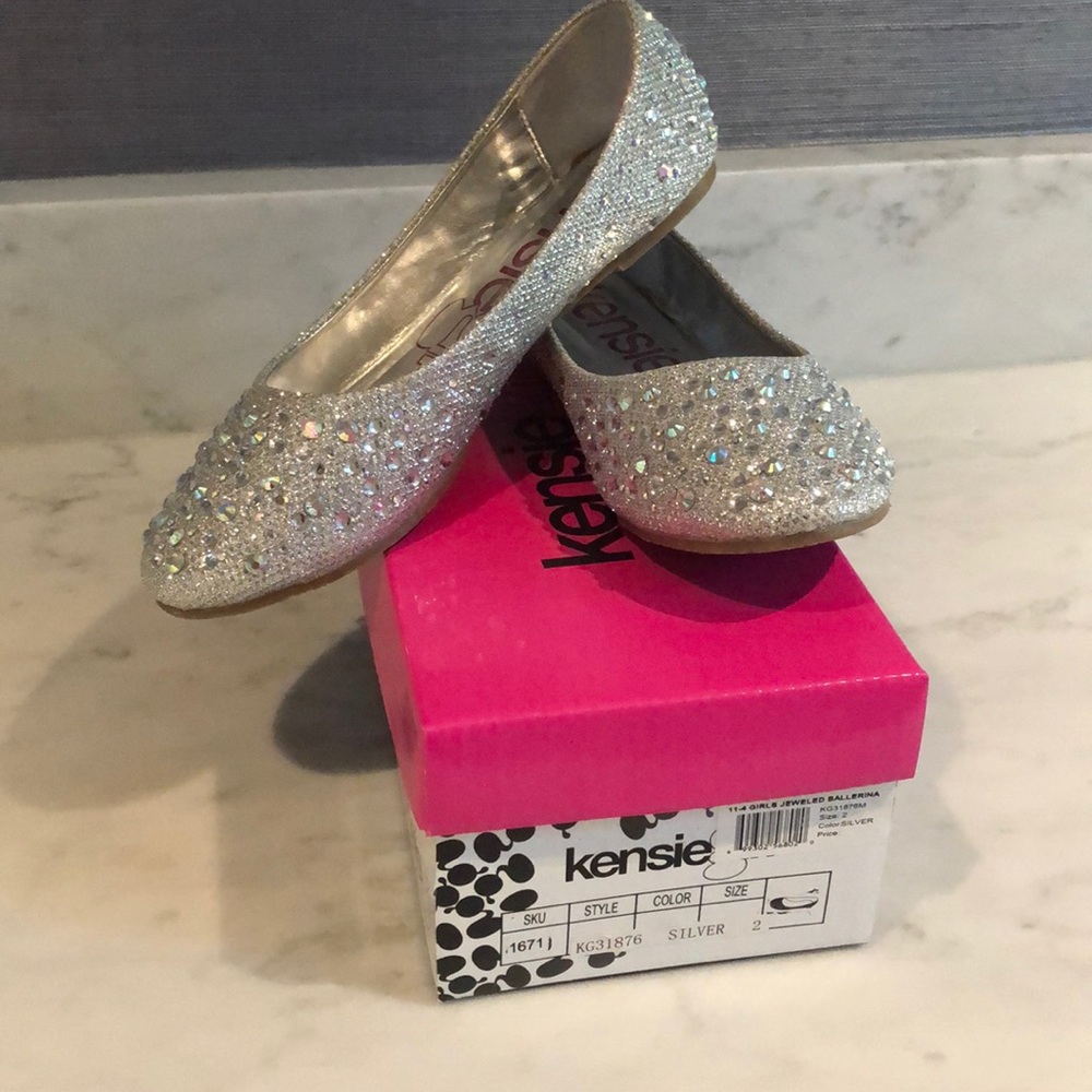 Kenzie Girl girls sparkle ballerina flats EUC sz 2